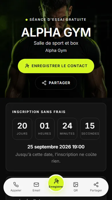 Template Alpha — aperçu du profil