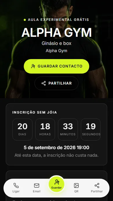 Template Alpha — pré-visualização do perfil