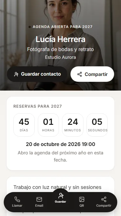 Perfil KARD en un móvil — plantilla Aurora