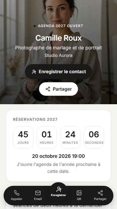 Profil KARD sur un téléphone — template Aurora