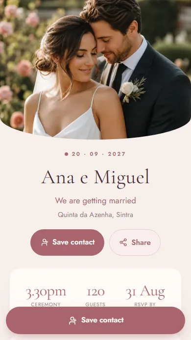 Noivos template — profile preview
