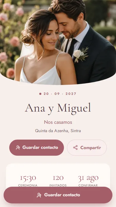 Plantilla Noivos — vista previa del perfil