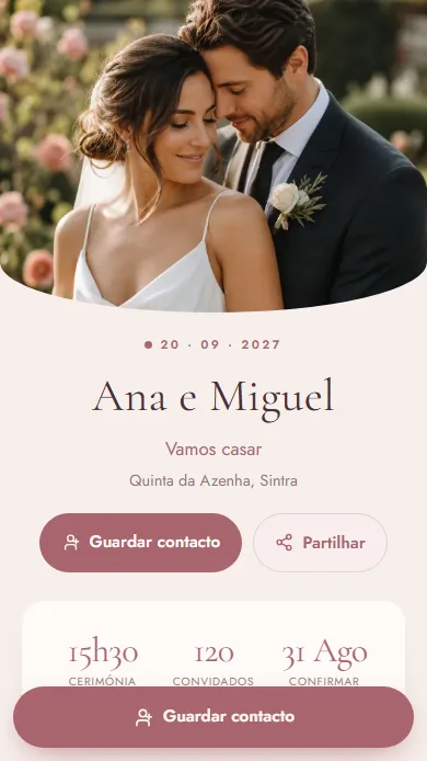 Template Noivos — pré-visualização do perfil