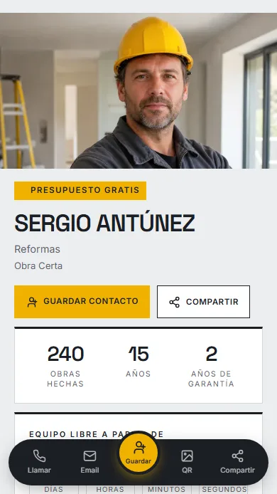 Plantilla Obra — vista previa del perfil
