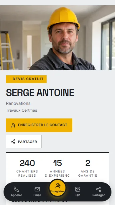 Template Obra — aperçu du profil