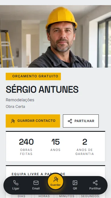 Template Obra — pré-visualização do perfil