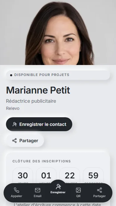 Template Relevo — aperçu du profil