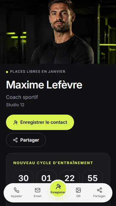 Profil KARD sur un téléphone — template Studio